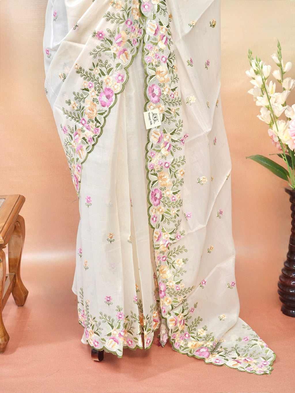 Organza Crepe Embroidery Work Saree
