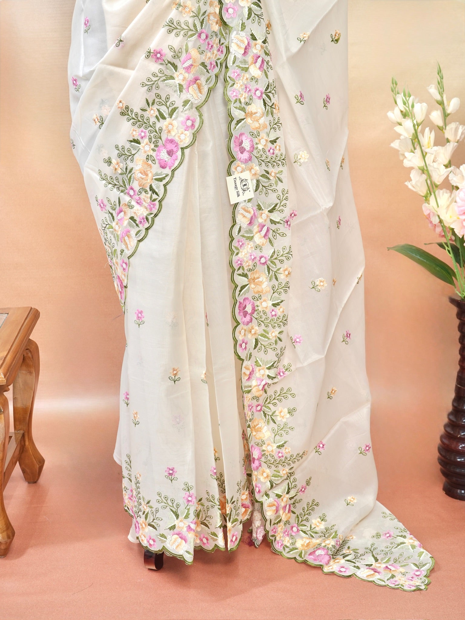 Organza Crepe Embroidery Work Saree