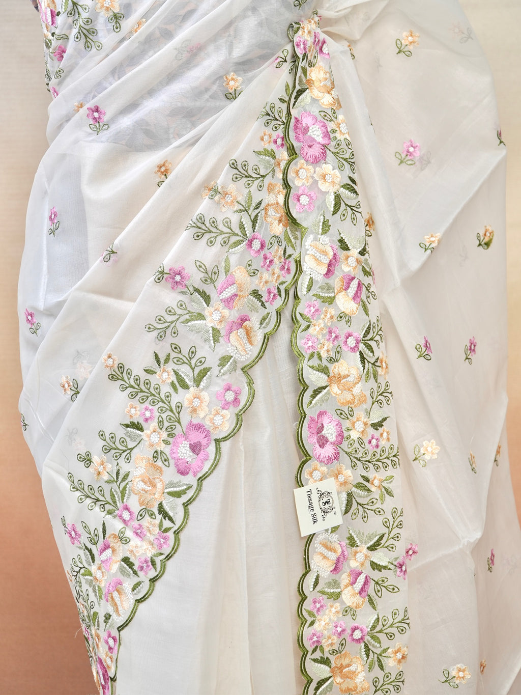 Organza Crepe Embroidery Work Saree
