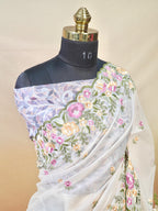 Organza Crepe Embroidery Work Saree