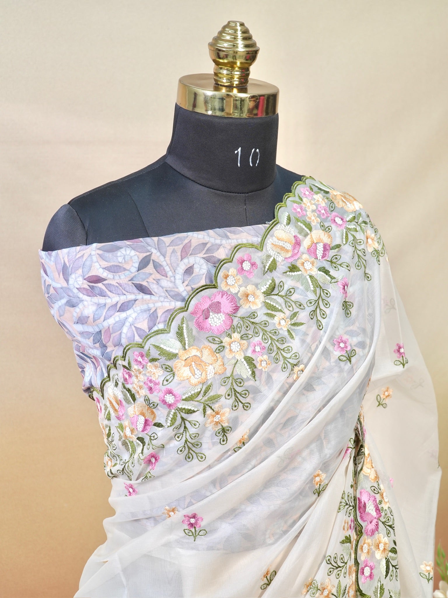 Organza Crepe Embroidery Work Saree