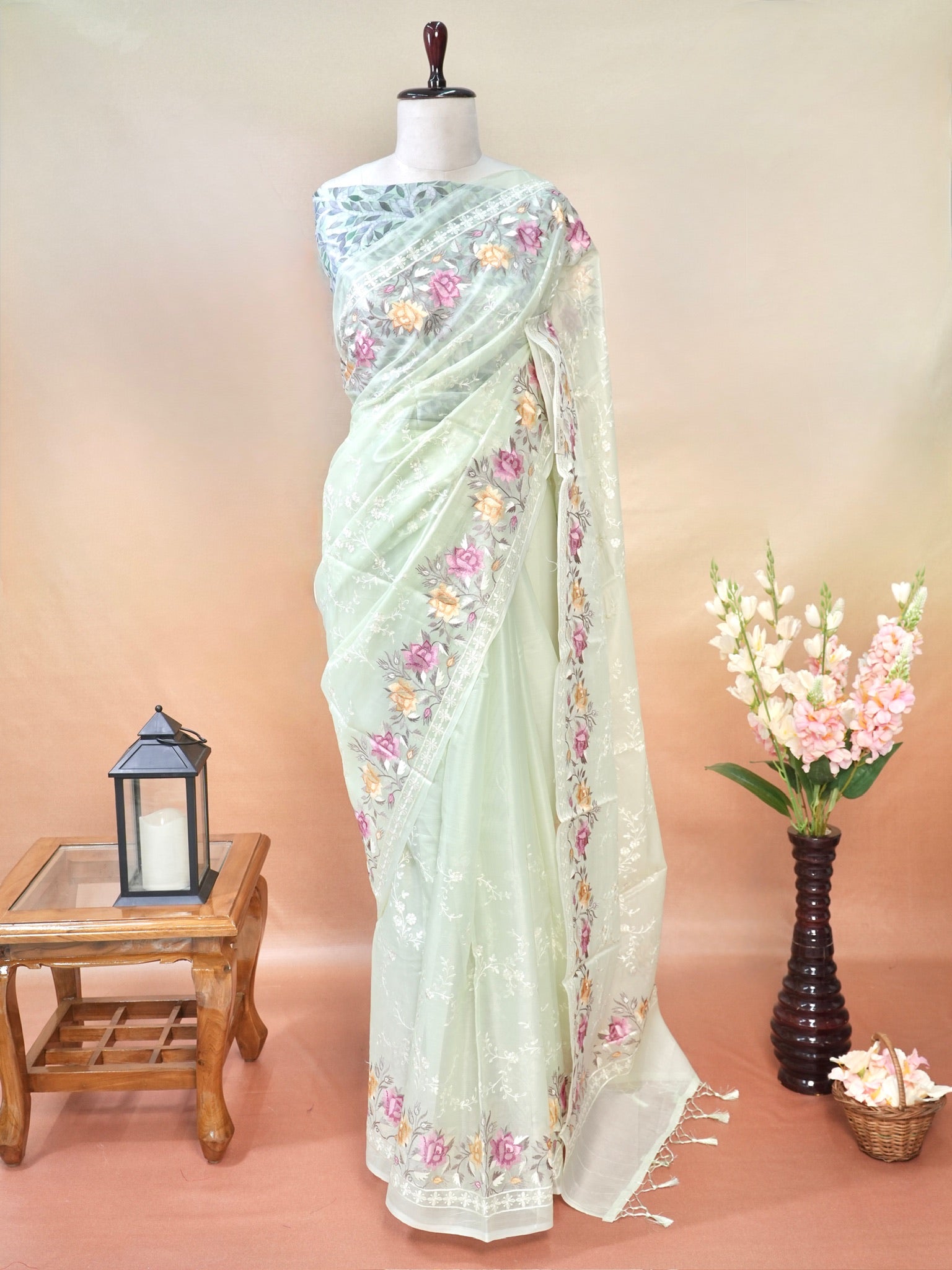 Organza Crepe Embroidery Work Saree