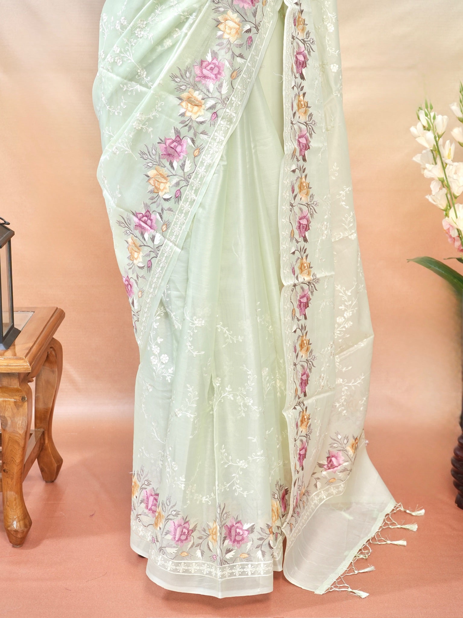 Organza Crepe Embroidery Work Saree