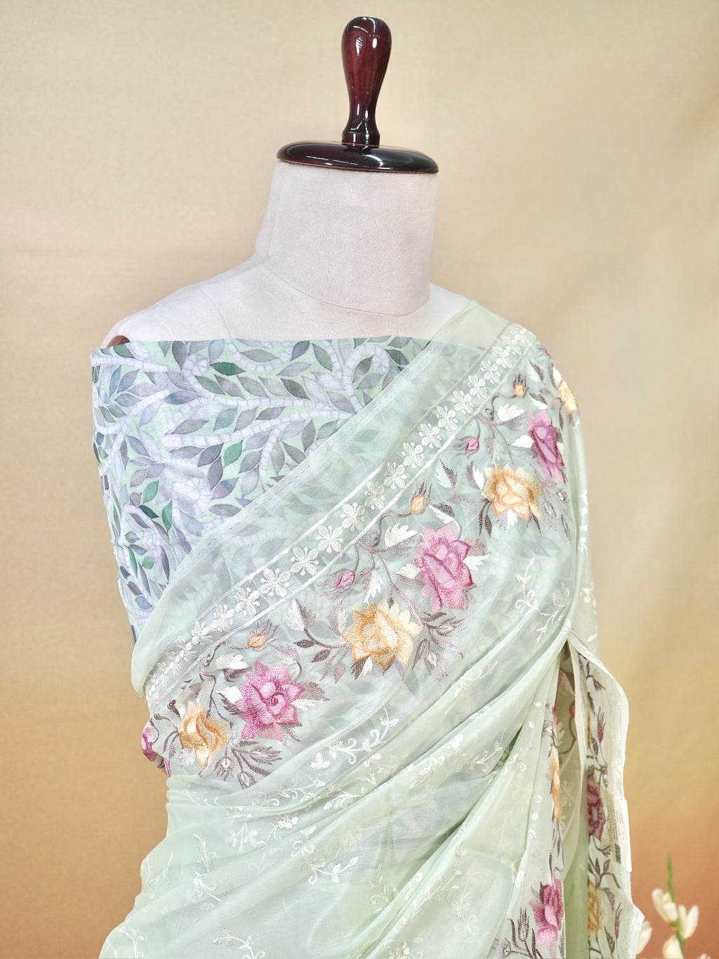 Organza Crepe Embroidery Work Saree