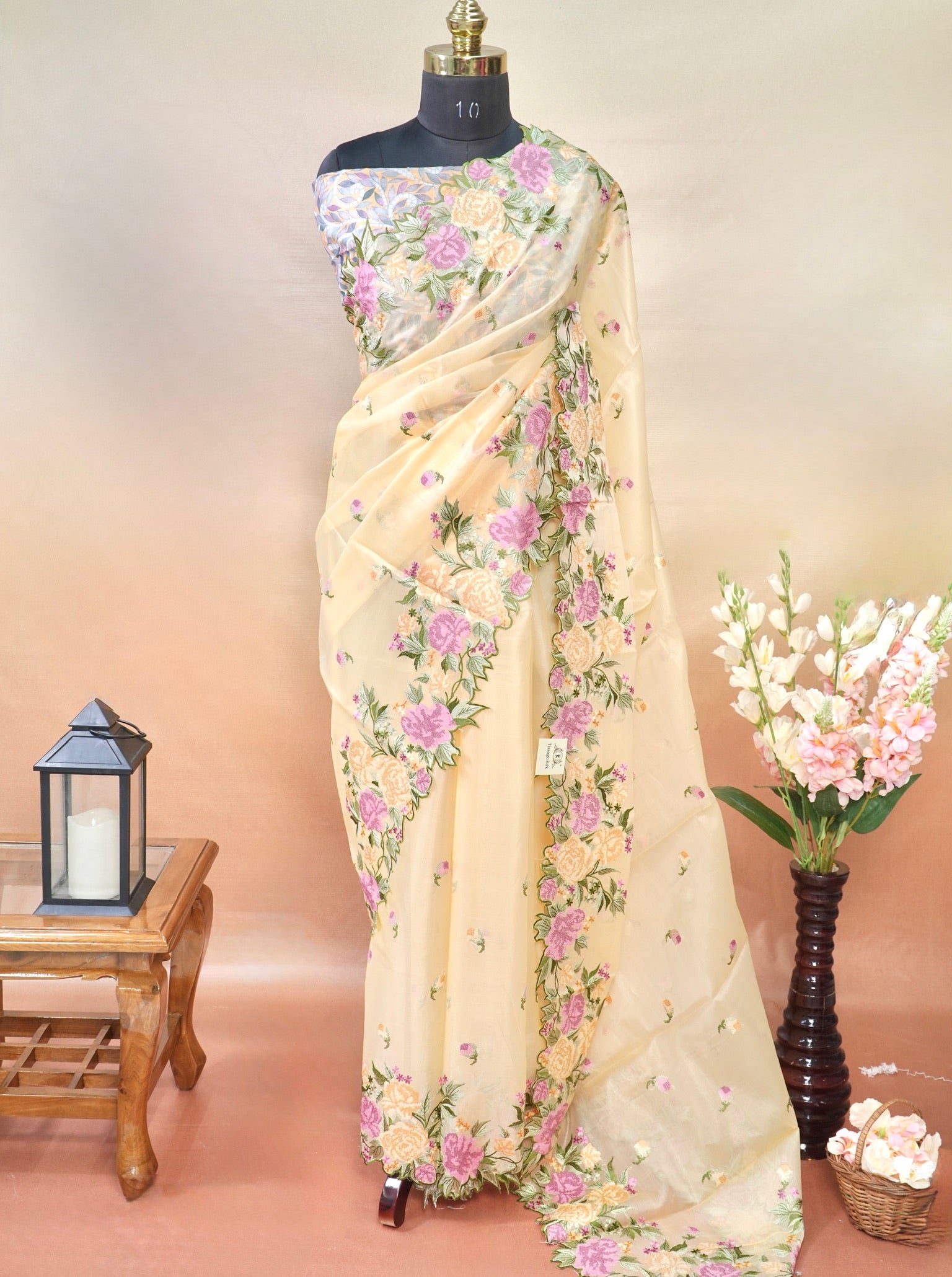 Organza Crepe Embroidery Work Saree
