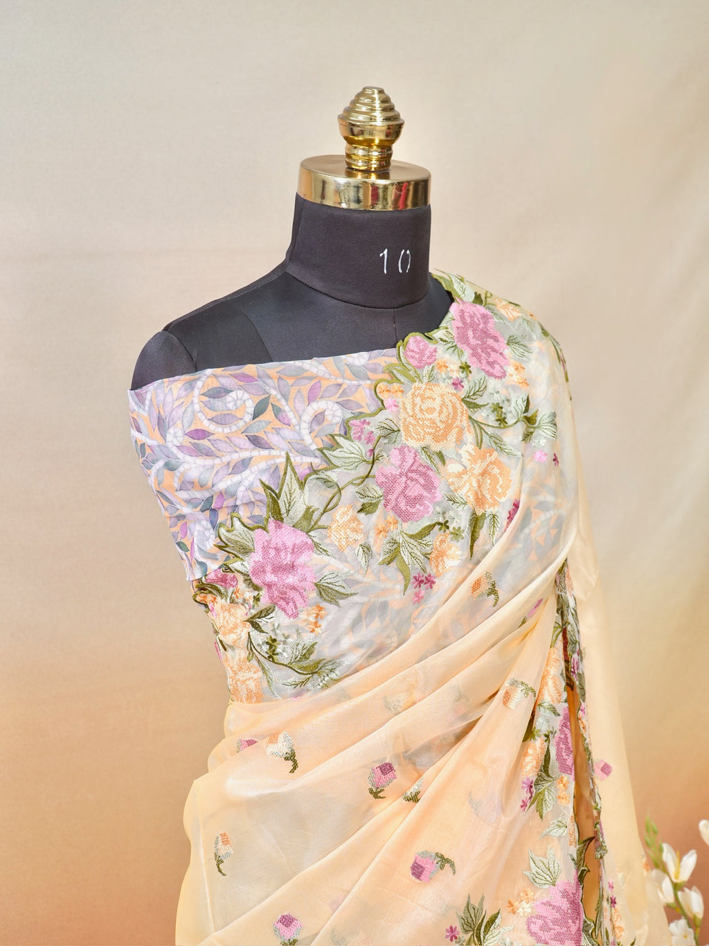 Organza Crepe Embroidery Work Saree