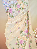 Organza Crepe Embroidery Work Saree
