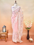 Organza Crepe Embroidery Work Saree