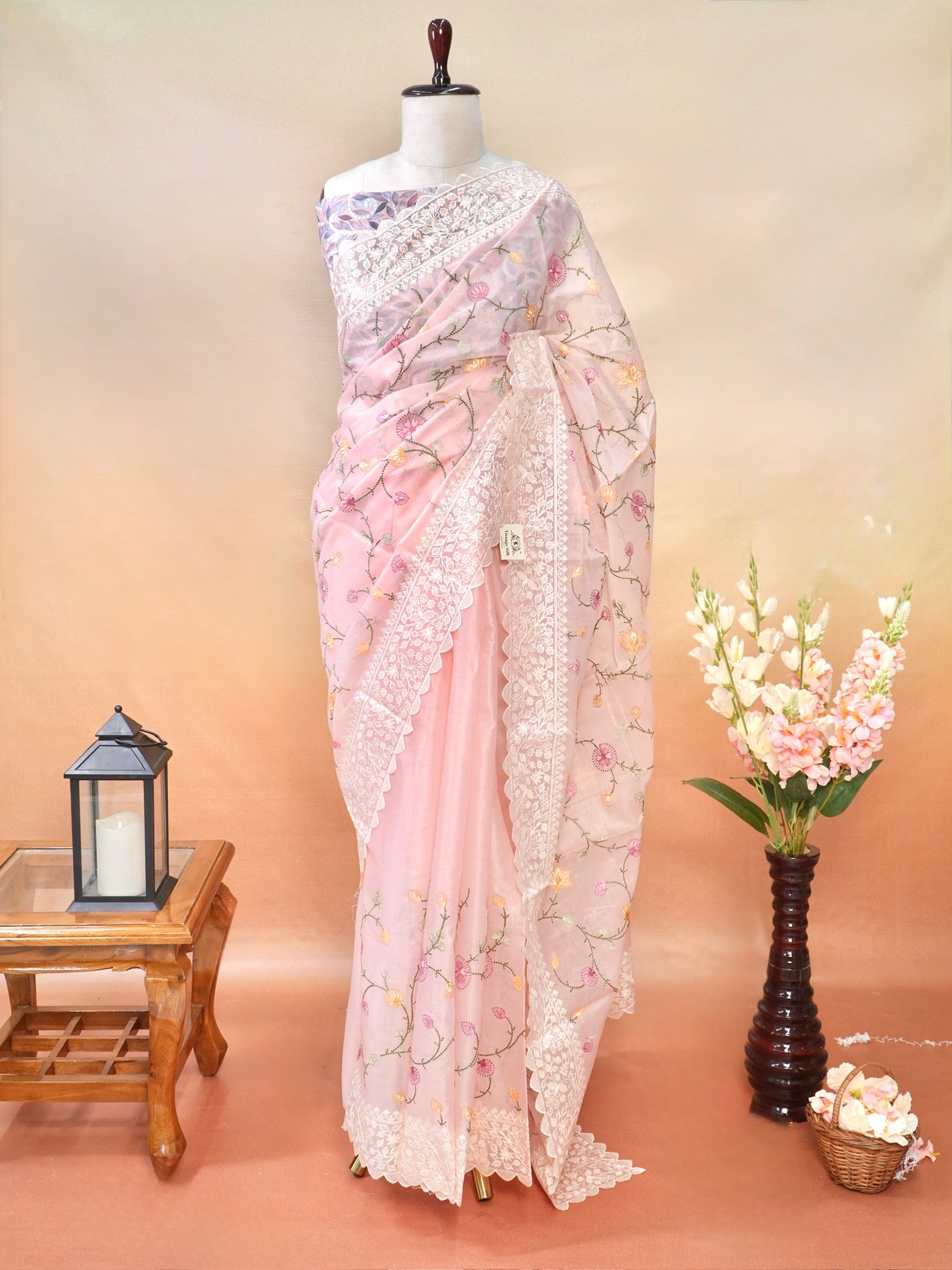 Organza Crepe Embroidery Work Saree