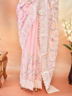 Organza Crepe Embroidery Work Saree