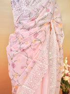 Organza Crepe Embroidery Work Saree
