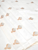 Pristine Off-White Banarasi Handloom Pure Katan Silk Fabric with Kadwa Buta