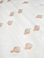 Pristine Off-White Banarasi Handloom Pure Katan Silk Fabric with Kadwa Buta
