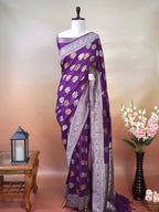Banarasi Pure Munga Silk Handbrush Saree