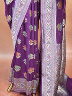 Banarasi Pure Munga Silk Handbrush Saree
