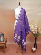 Banarasi Pure Munga Silk Handwoven Dupatta – Purple