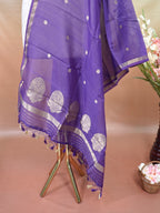 Banarasi Pure Munga Silk Handwoven Dupatta – Purple
