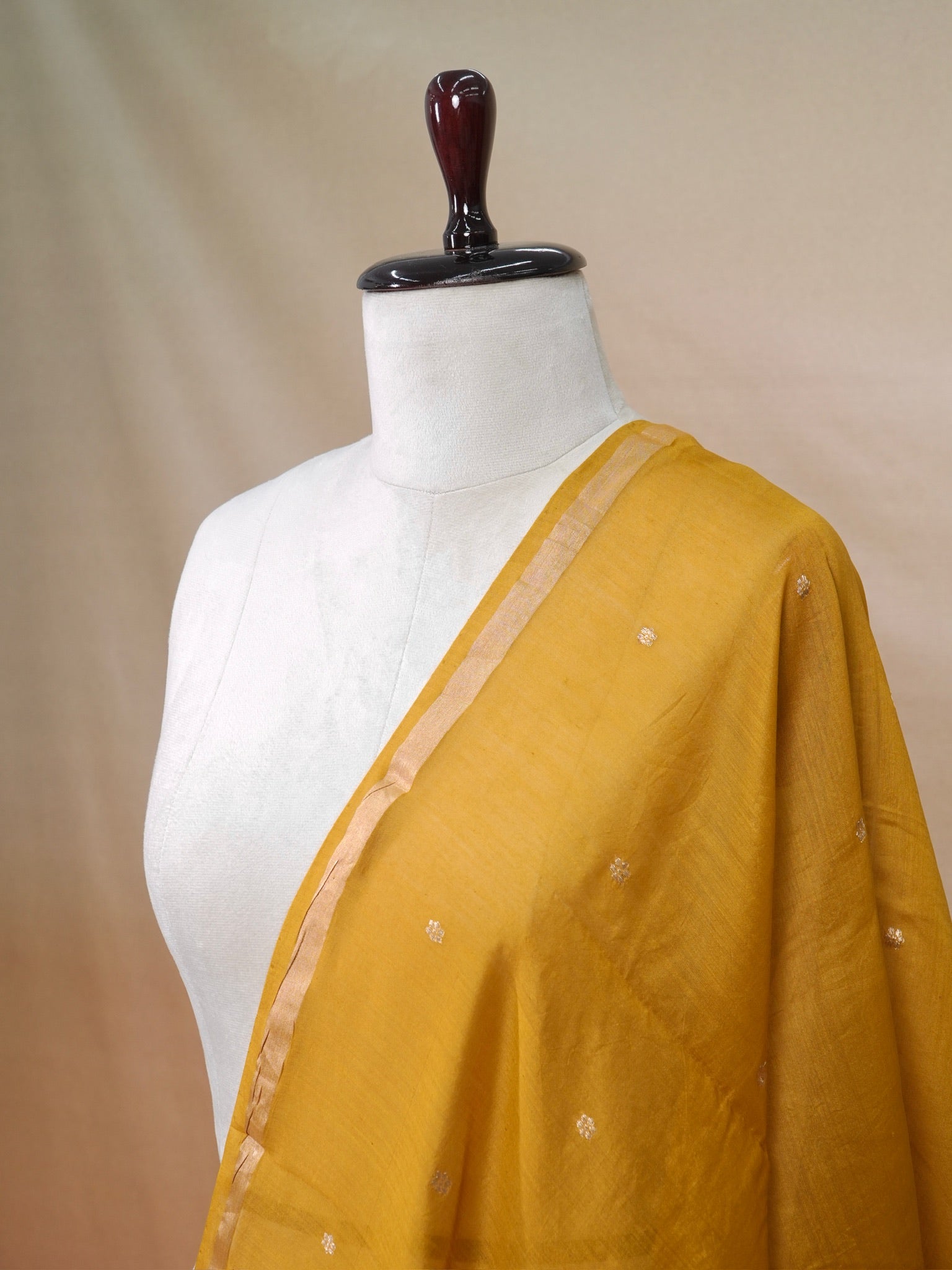 Handwoven Banarasi Pure Munga Silk Dupatta – Golden Yellow with Silver &amp; Gold Zari