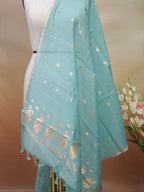 Handwoven Banarasi Pure Munga Silk Dupatta – Sea Green with Gold Zari