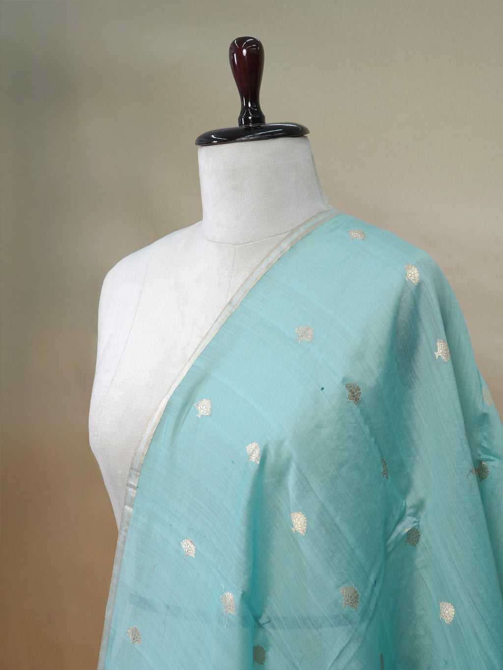 Handwoven Banarasi Pure Munga Silk Dupatta – Sea Green with Gold Zari