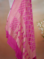 Banarasi Pure Georgette Bandhej Dupatta – Magenta Pink