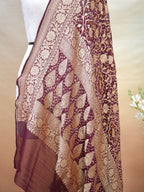 Banarasi Pure Georgette Bandhej Dupatta – Wine