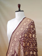 Banarasi Pure Georgette Bandhej Dupatta – Wine