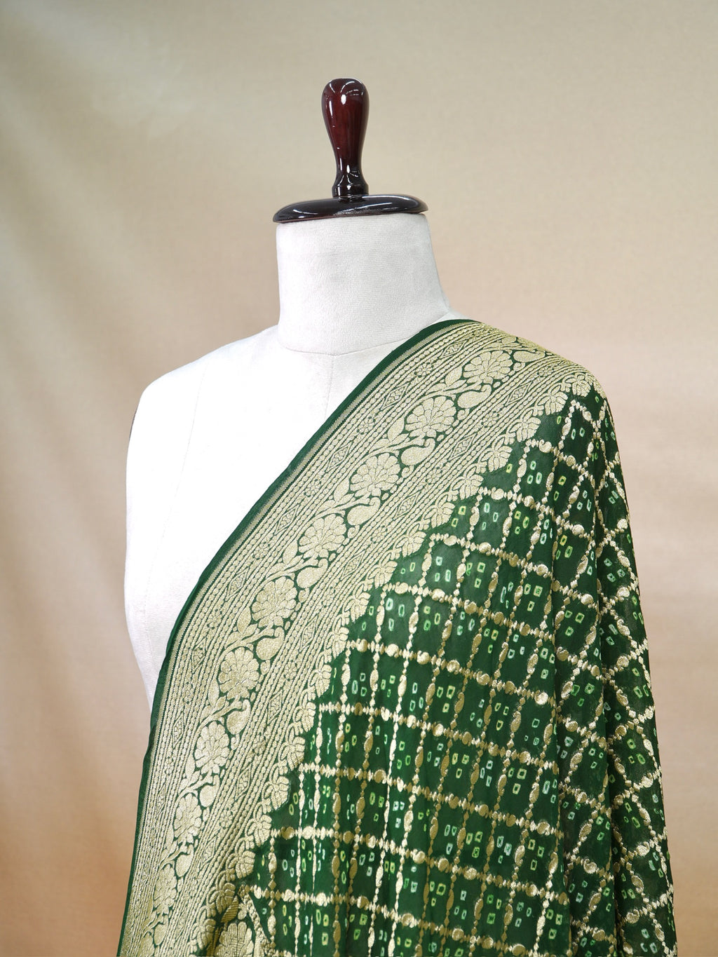 Banarasi Pure Georgette Bandhej Dupatta – Green