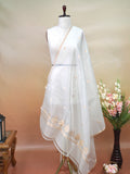 Handwoven Banarasi Pure Kora Organza Silk Dupatta (Dyeable)