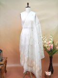 Handwoven Banarasi Pure Kora Organza Silk Dupatta (Dyeable)