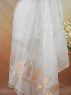Handwoven Banarasi Pure Kora Organza Silk Dupatta (Dyeable)