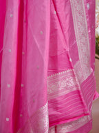 Banarasi Pure Katan Silk Kadhwa Unstitched Suit 3-Piece Set – Rani Pink with Gold Zari