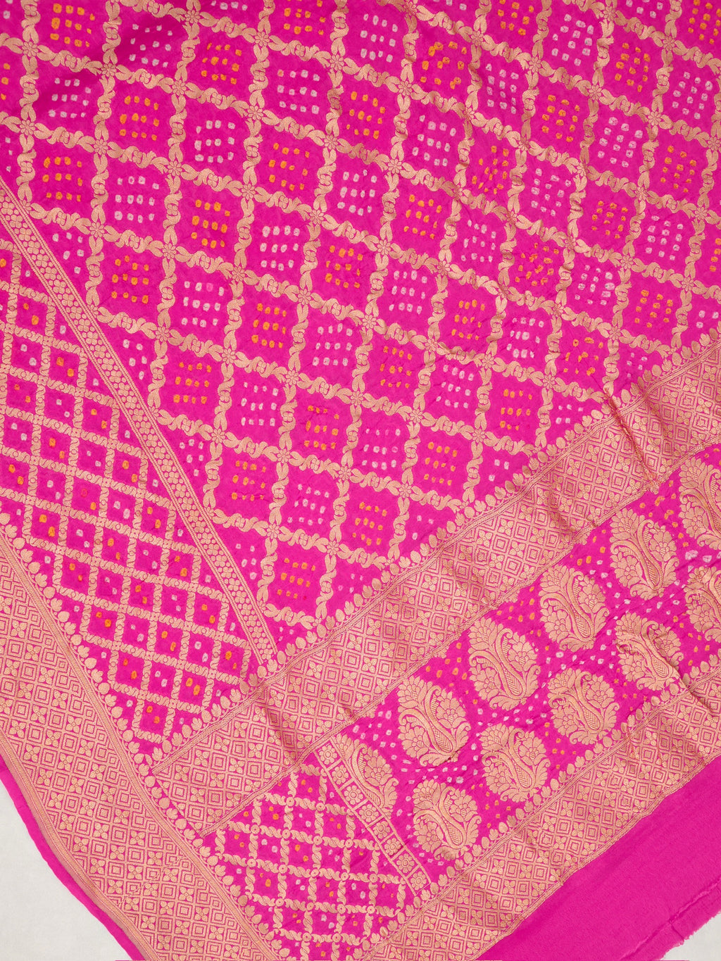 Banarasi Pure Georgette Bandhej Dupatta – Magenta Pink
