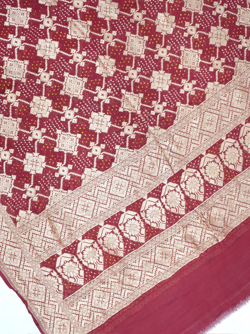 Banarasi Pure Georgette Bandhej Dupatta – Maroon