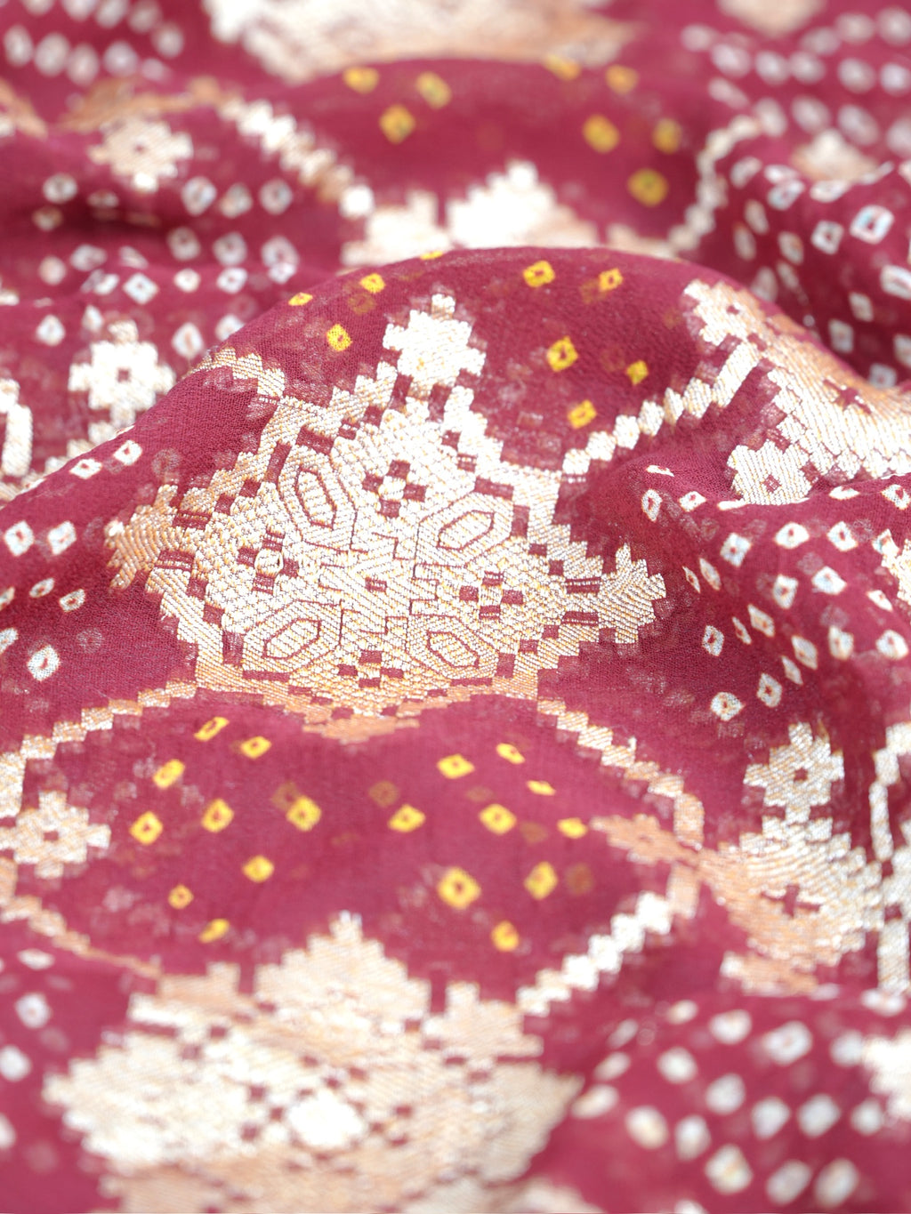 Banarasi Pure Georgette Bandhej Dupatta – Maroon