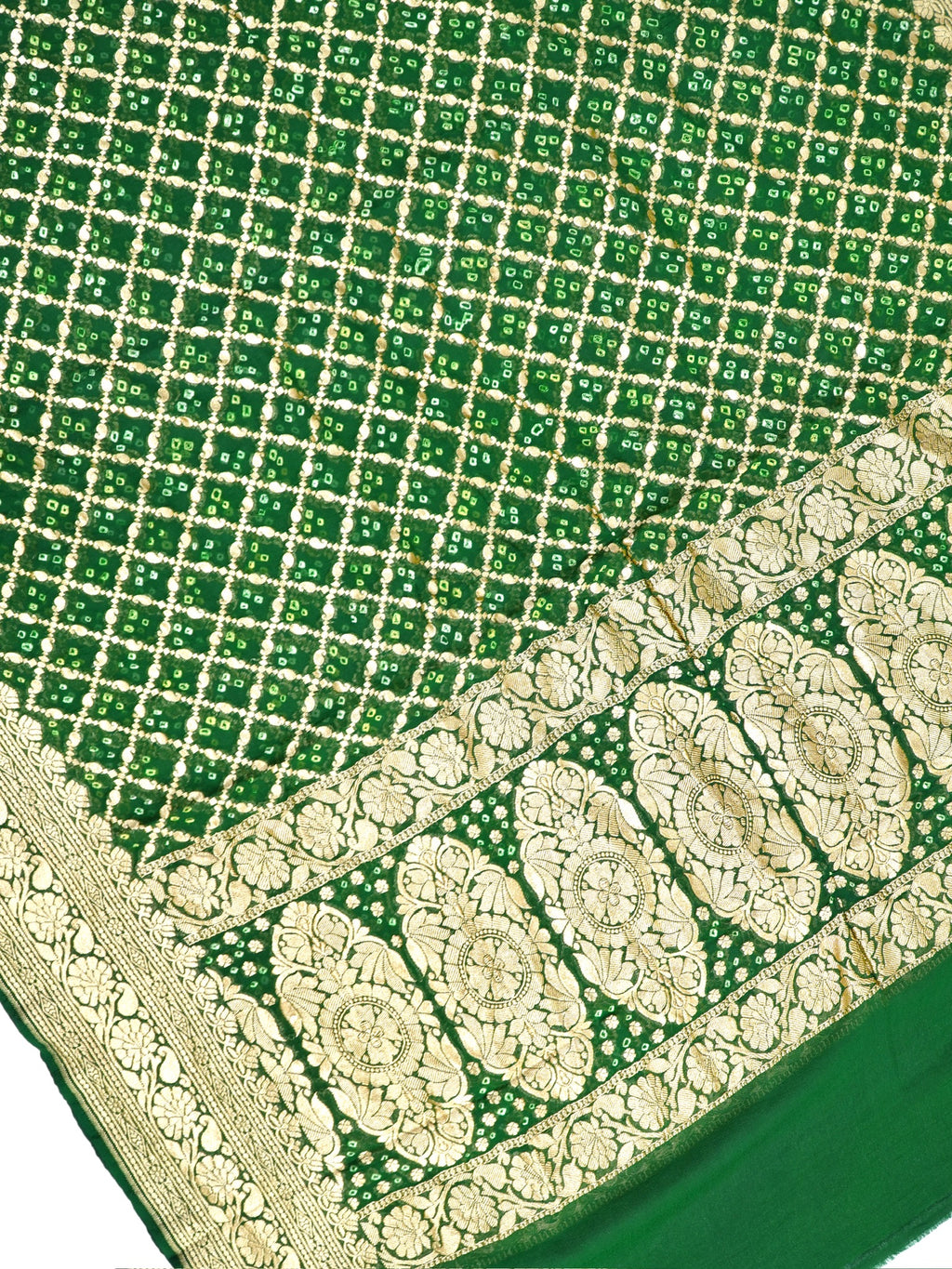 Banarasi Pure Georgette Bandhej Dupatta – Green
