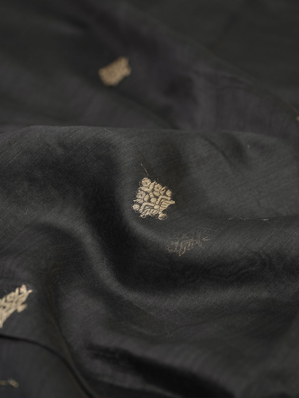 Handwoven Banarasi Pure Munga Silk Dupatta – Charcoal Black with Silver Zari