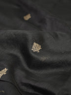 Handwoven Banarasi Pure Munga Silk Dupatta – Charcoal Black with Silver Zari