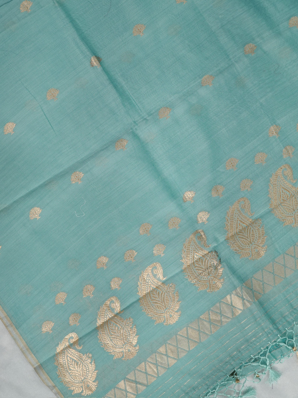 Handwoven Banarasi Pure Munga Silk Dupatta – Sea Green with Gold Zari