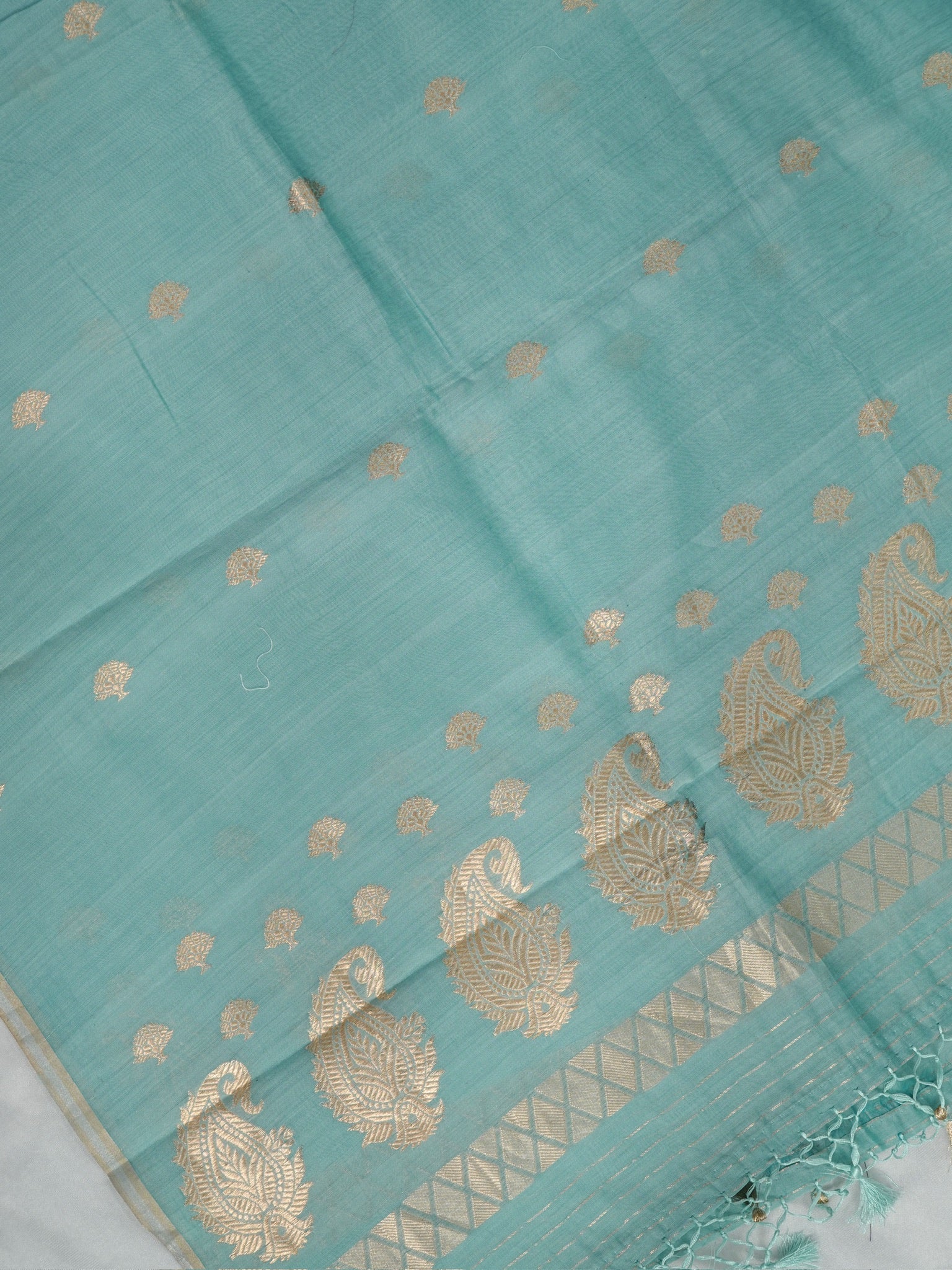 Handwoven Banarasi Pure Munga Silk Dupatta – Sea Green with Gold Zari