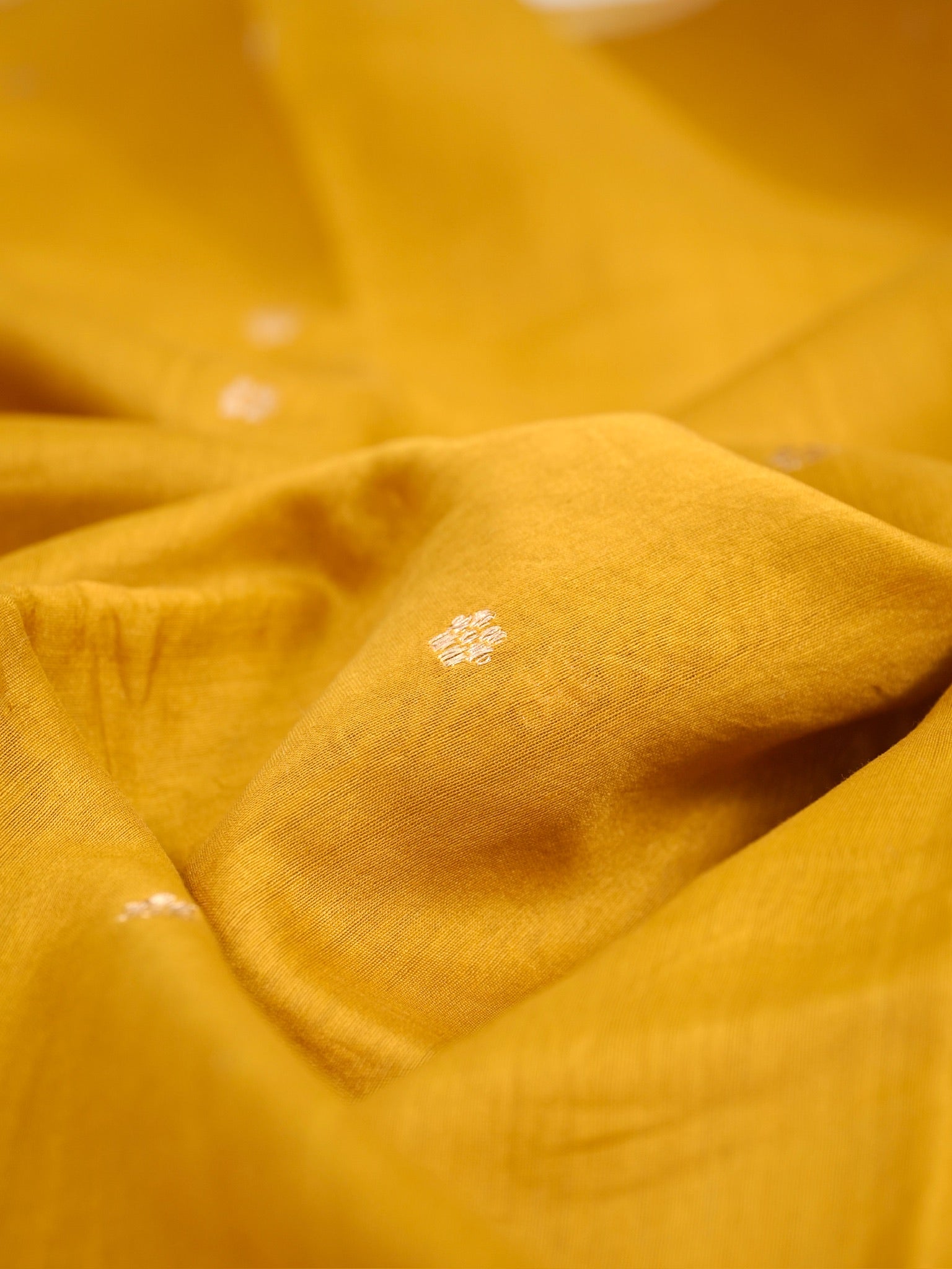 Handwoven Banarasi Pure Munga Silk Dupatta – Golden Yellow with Silver &amp; Gold Zari