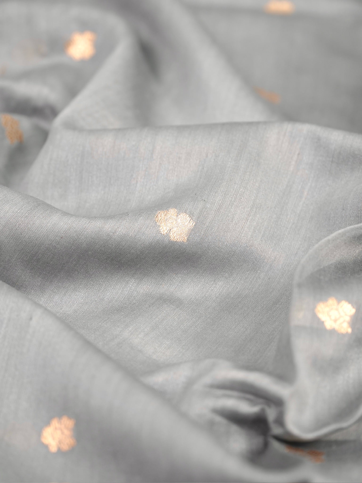 Handwoven Banarasi Pure Munga Silk Dupatta – Grey with Gold Zari