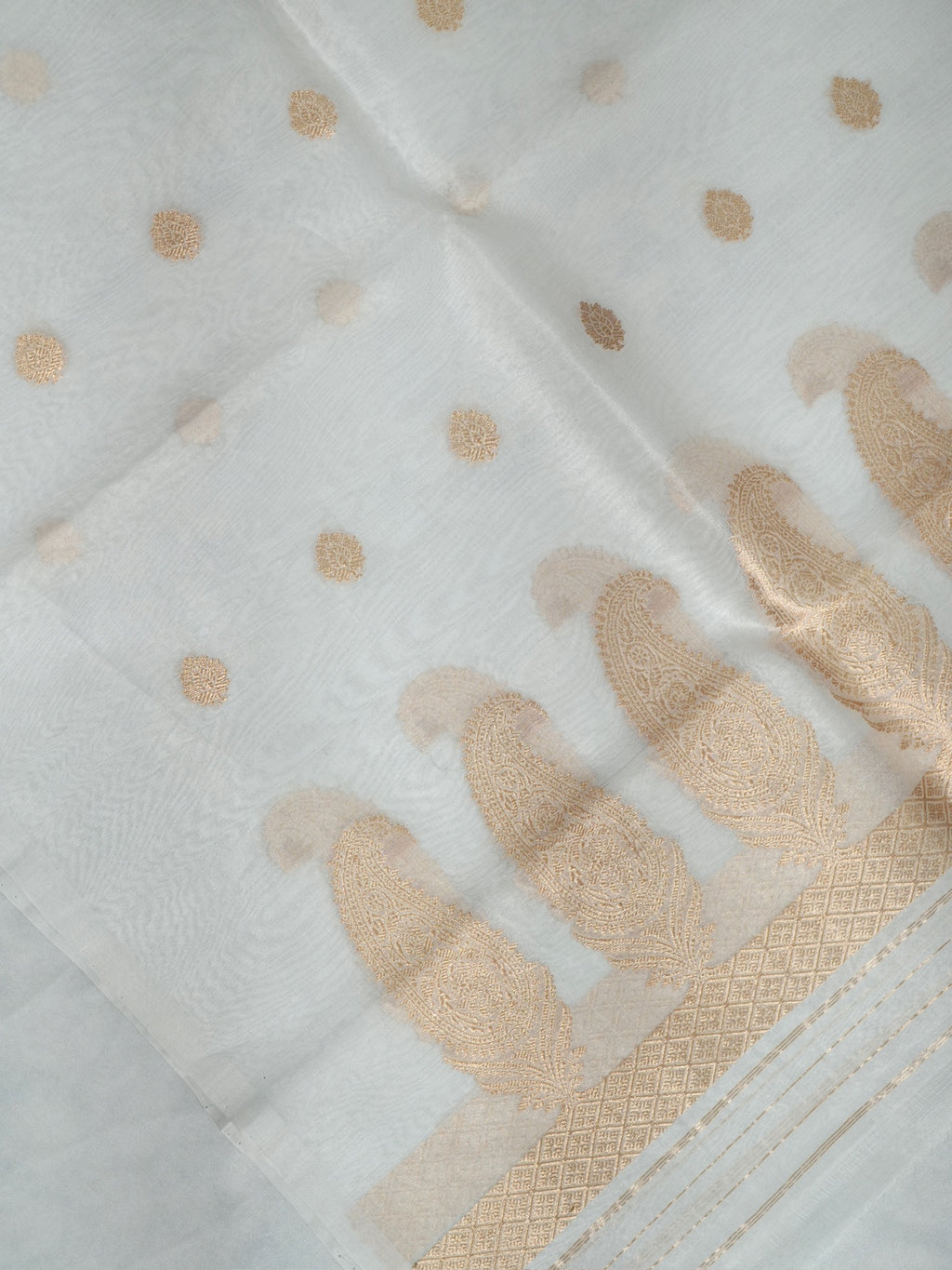 Handwoven Banarasi Pure Kora Organza Silk Dupatta (Dyeable)