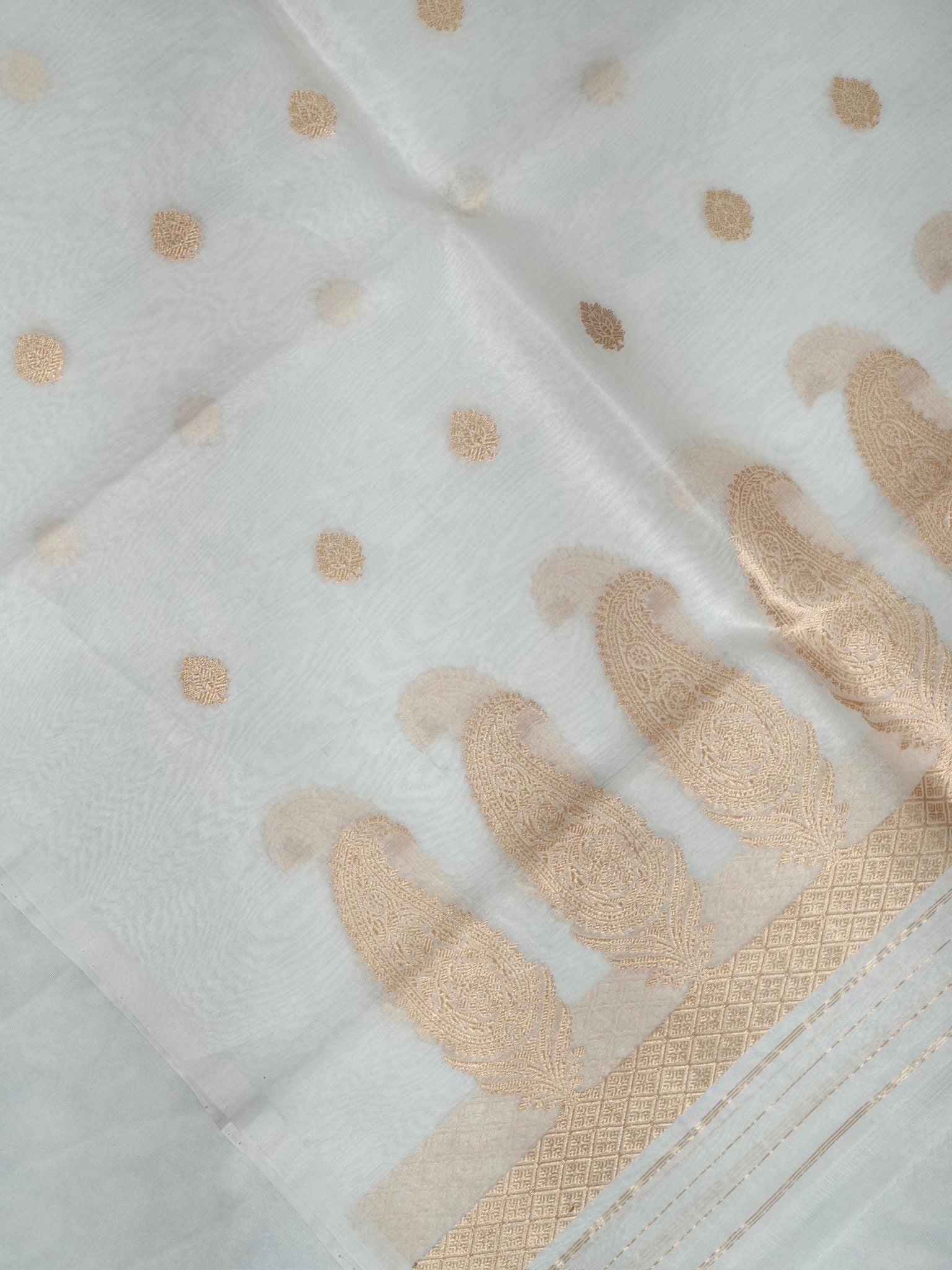Handwoven Banarasi Pure Kora Organza Silk Dupatta (Dyeable)