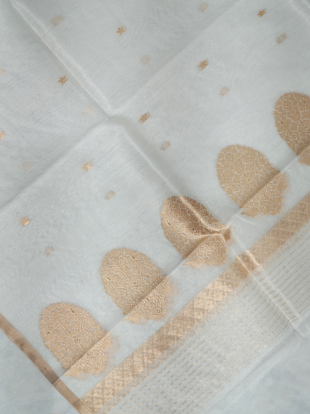 Handwoven Banarasi Pure Kora Organza Silk Dupatta (Dyeable)