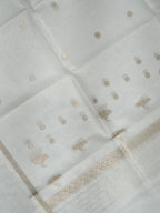 Handwoven Banarasi Pure Kora Organza Silk Dupatta – Pristine White with Silver Zari (Dyeable)