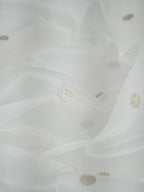 Handwoven Banarasi Pure Kora Organza Silk Dupatta – Pristine White with Silver Zari (Dyeable)