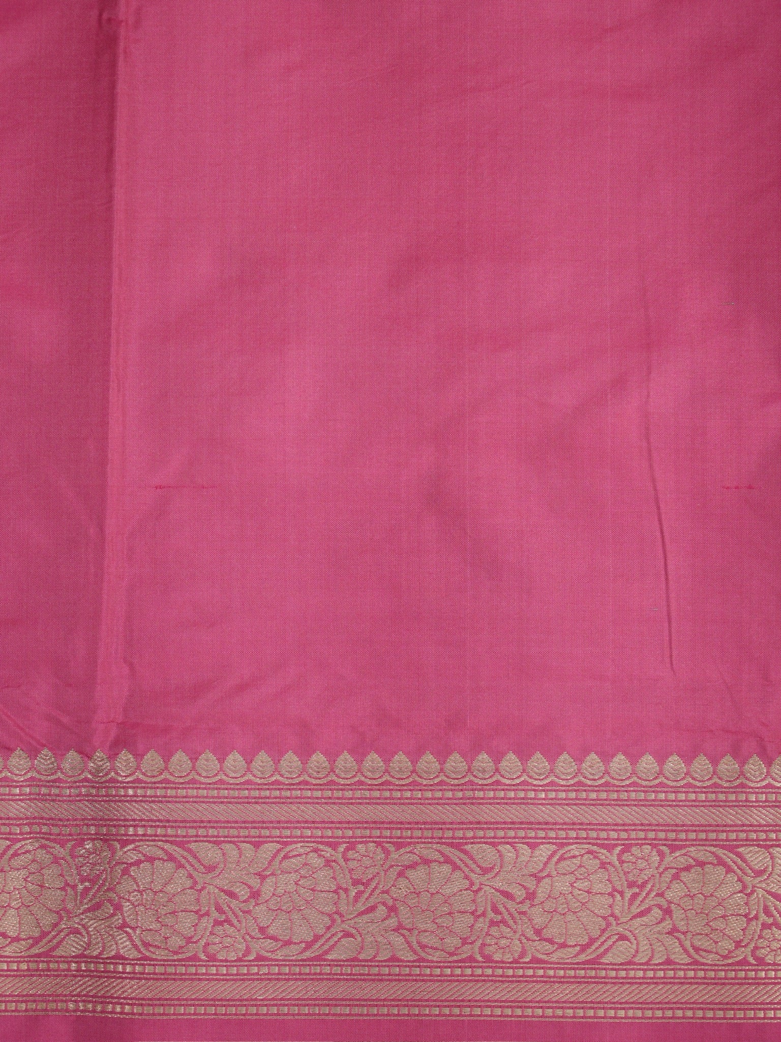 Banarasi Pure Katan Silk Kadhwa Unstitched Suit 3-Piece Set – Rani Pink with Gold Zari