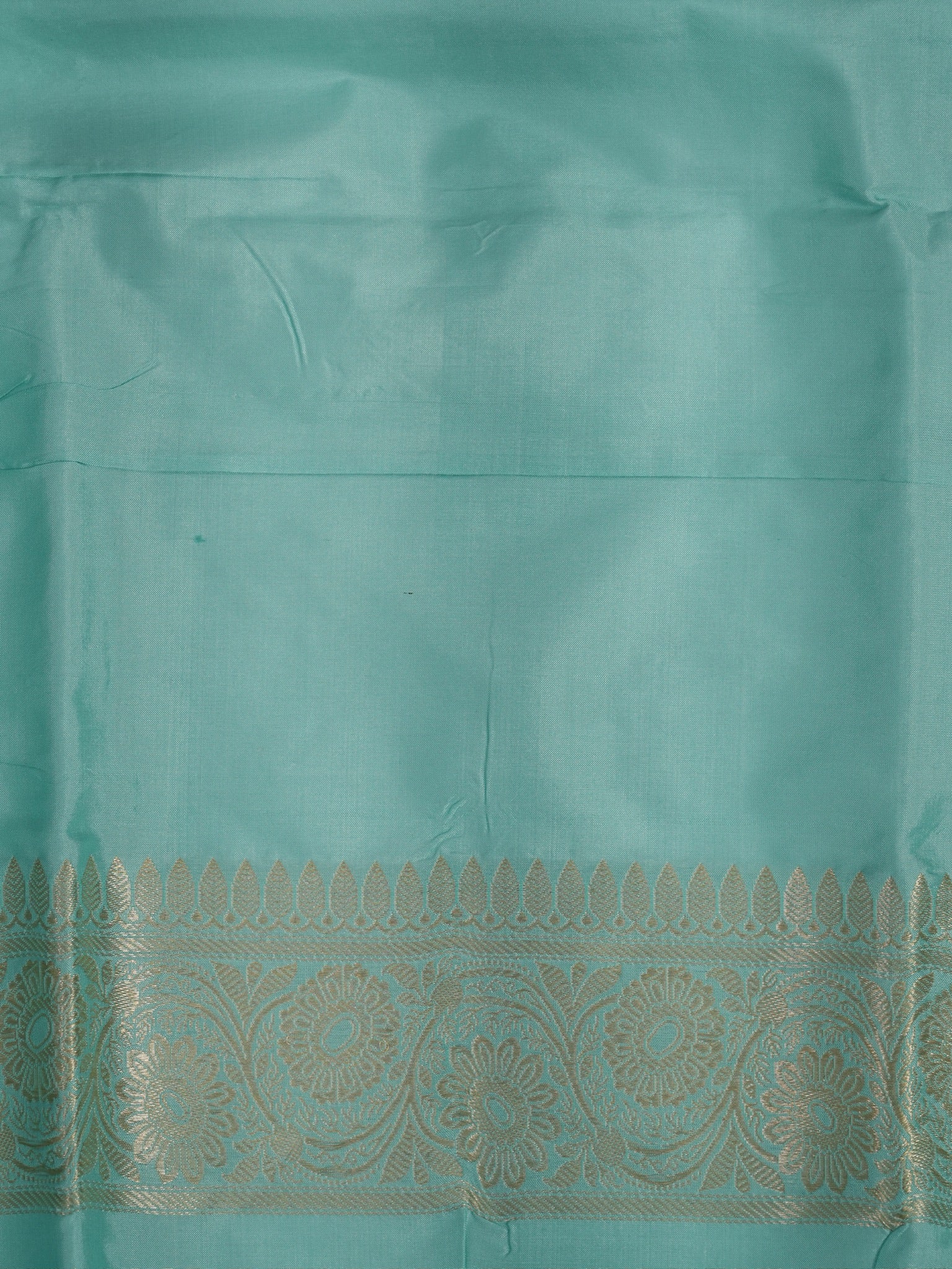 Banarasi Pure Katan Silk Kadhwa Unstitched Suit 3-Piece Set – Turquoise Blue with Silver Zari