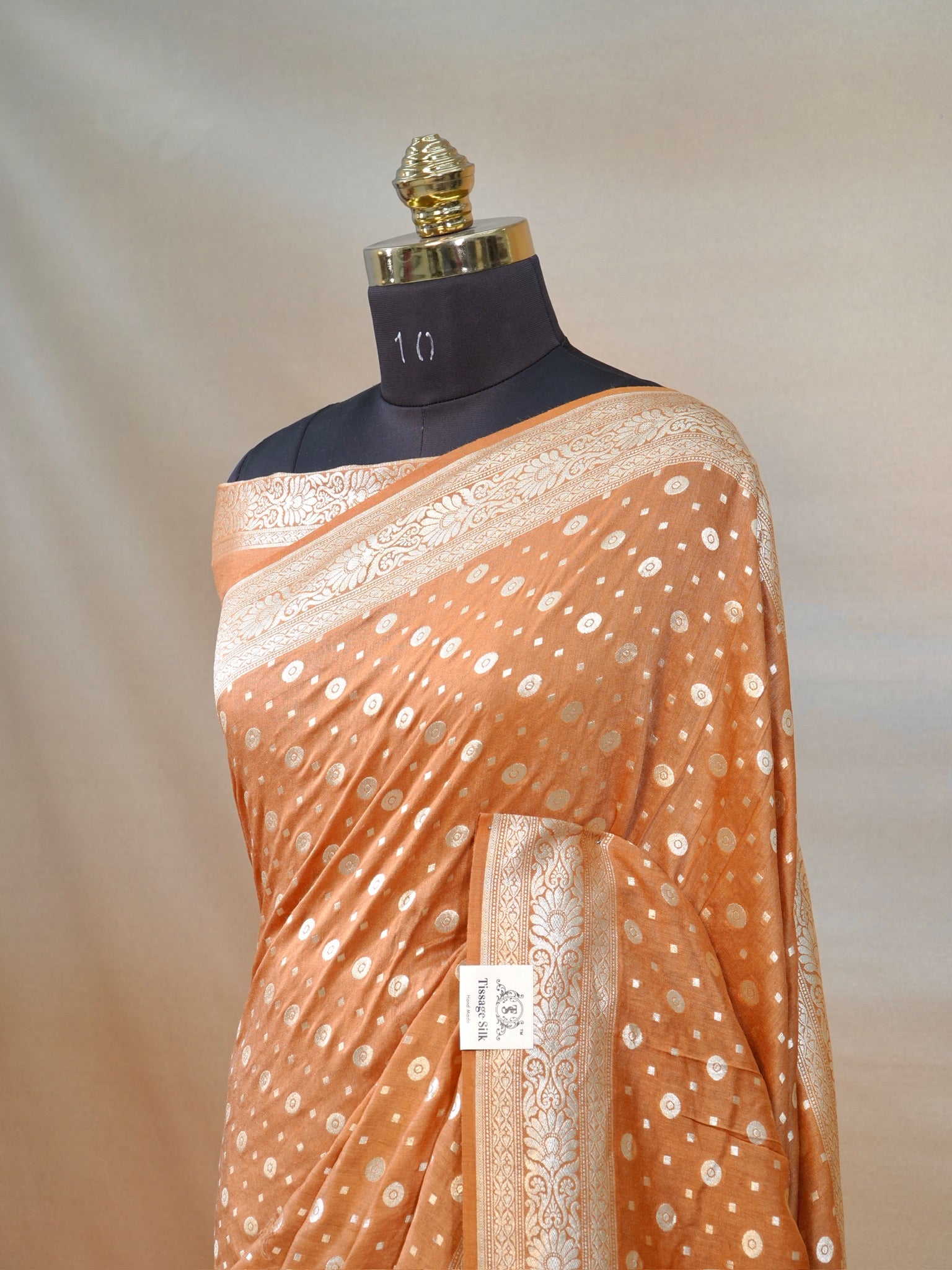 Banarasi Pure Muga Silk Saree with Reshmi Zari Work – Handloom Cutwork